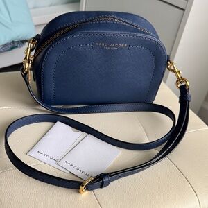 Marc Jacobs Navy Blue Saffiano Leather Crossbody Bag